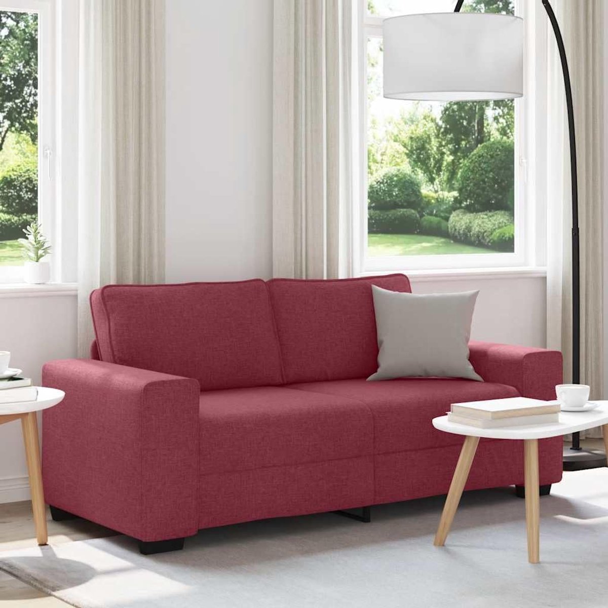 Sofa 2-zits met polyester bekleding en houten metalen frame voor woonkamer en kantoor, 180 x 77 x 82 cm, comfortabel zitgevoel door brede armleuningen en bekleding