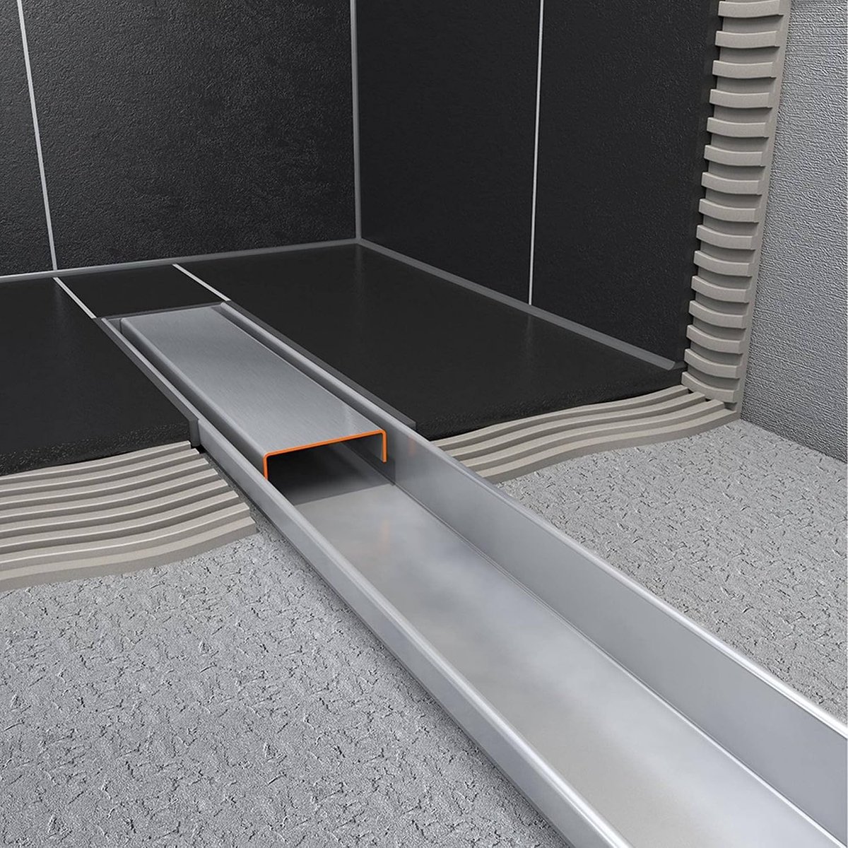 Drain Compact 50 Zero douchegoot RVS met enkele plaat RVS, waterslot 50mm 70cm inbouw diepte 83mm met zijuitloop