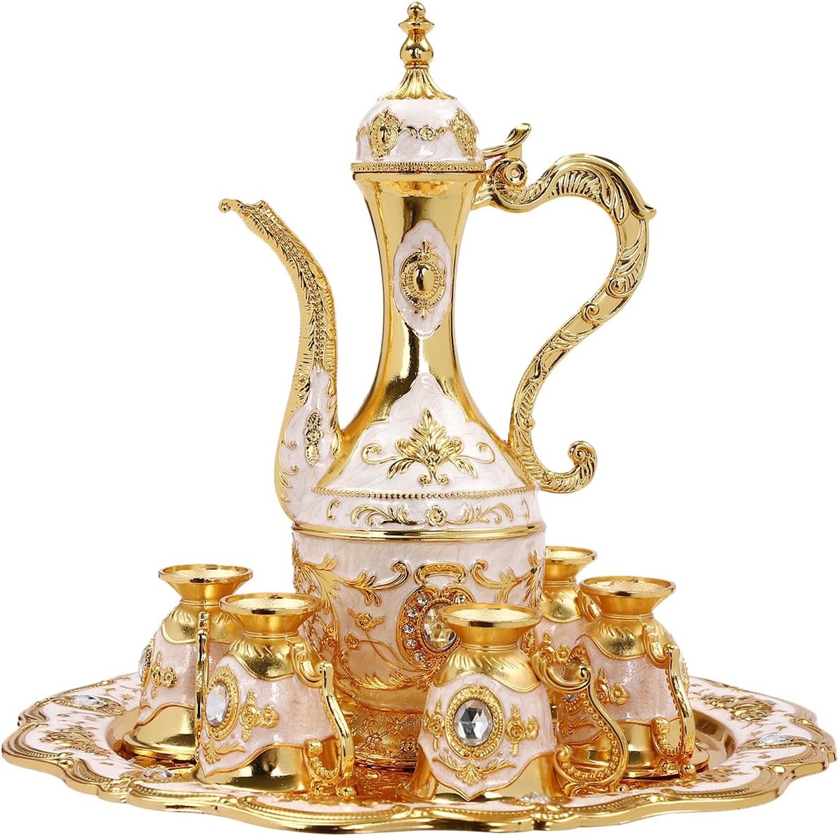 Turkse vintage koffiepotset met 6 kopjes