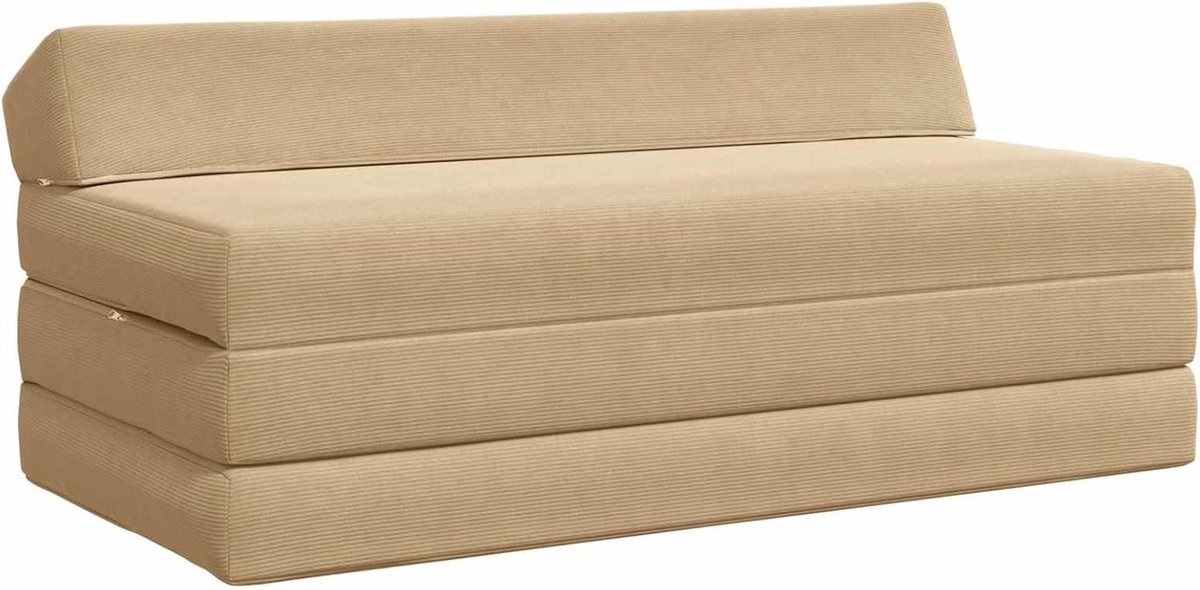Klapbank bed groen grijs 120 x 60 x 49 cm corduroy stof converteerbare lounge bank als logeerbed boneless bank vloerbank voor woonkamer slaapkamer 900049