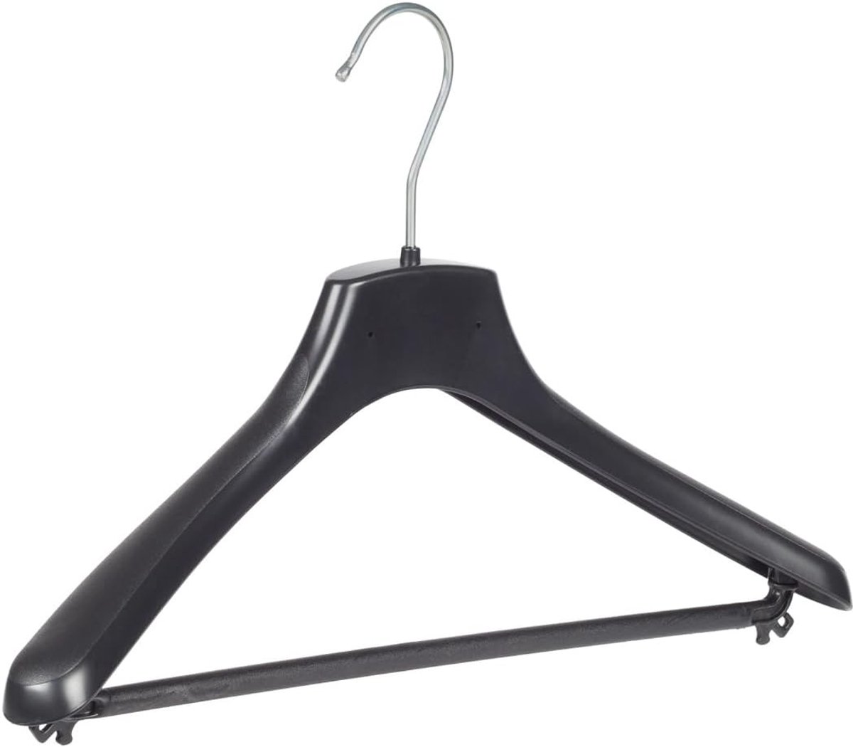 Kleerhanger, Mantelhanger, Kostuumhanger, Jassenhanger, set van 30 Stuks, Kunststof, Zwart, Broeklat, Brede schouders, 360° Draaibare Haak, 38 cm (FR38/B_00/30)