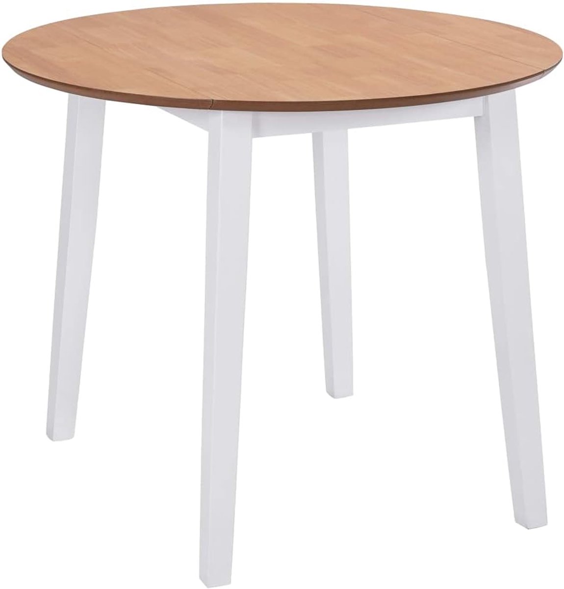 Eettafel, rond, MDF, wit met oliecoating, ruimtebesparende klaptafel voor keuken en eetkamer, stijlvol Scandinavisch design, duurzaam tafelblad