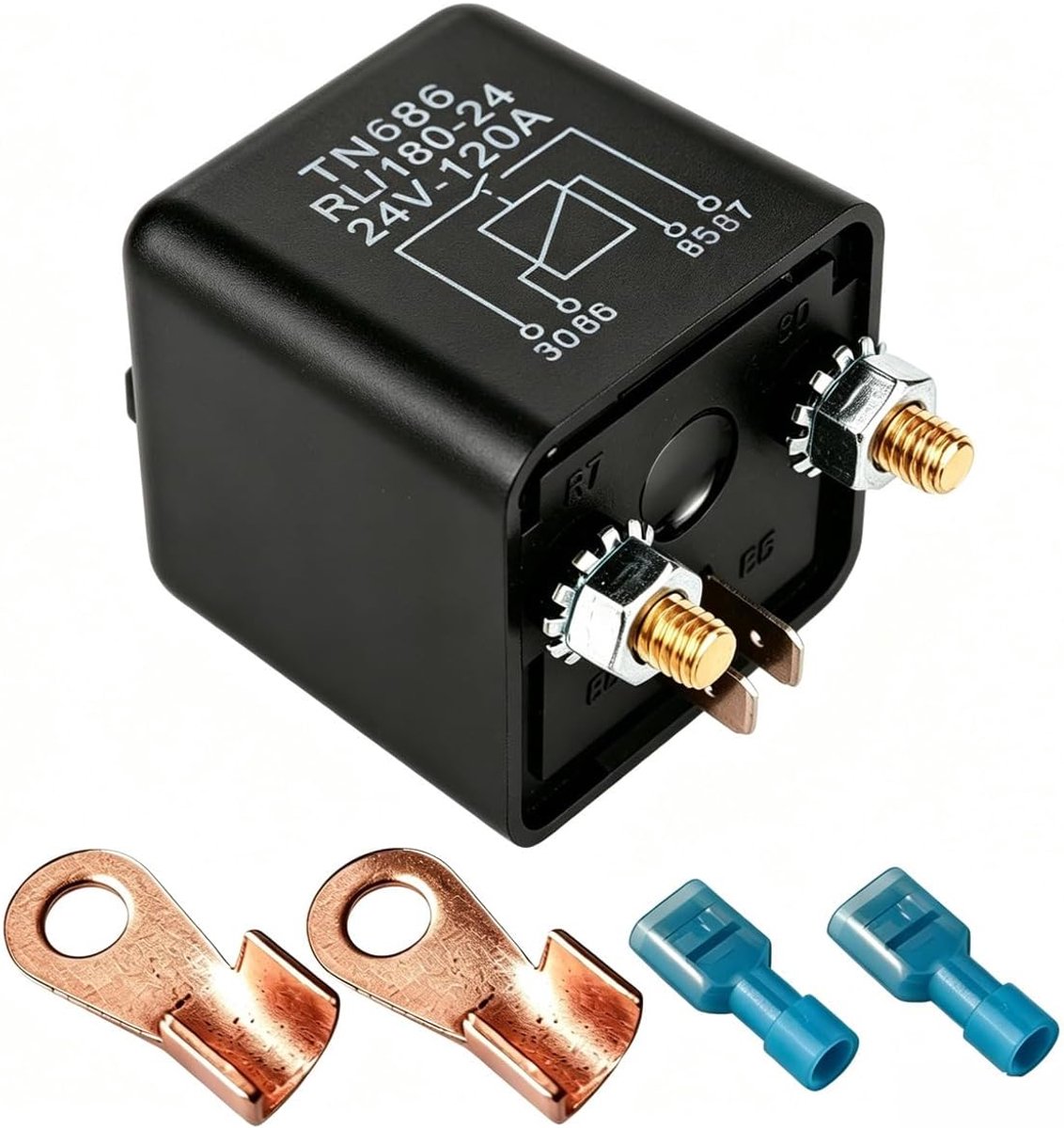 Auto relais 24V DC - 120Amp - Split charge relais schakelaar - Inclusief 2 pin voetafdruk + 2 terminals