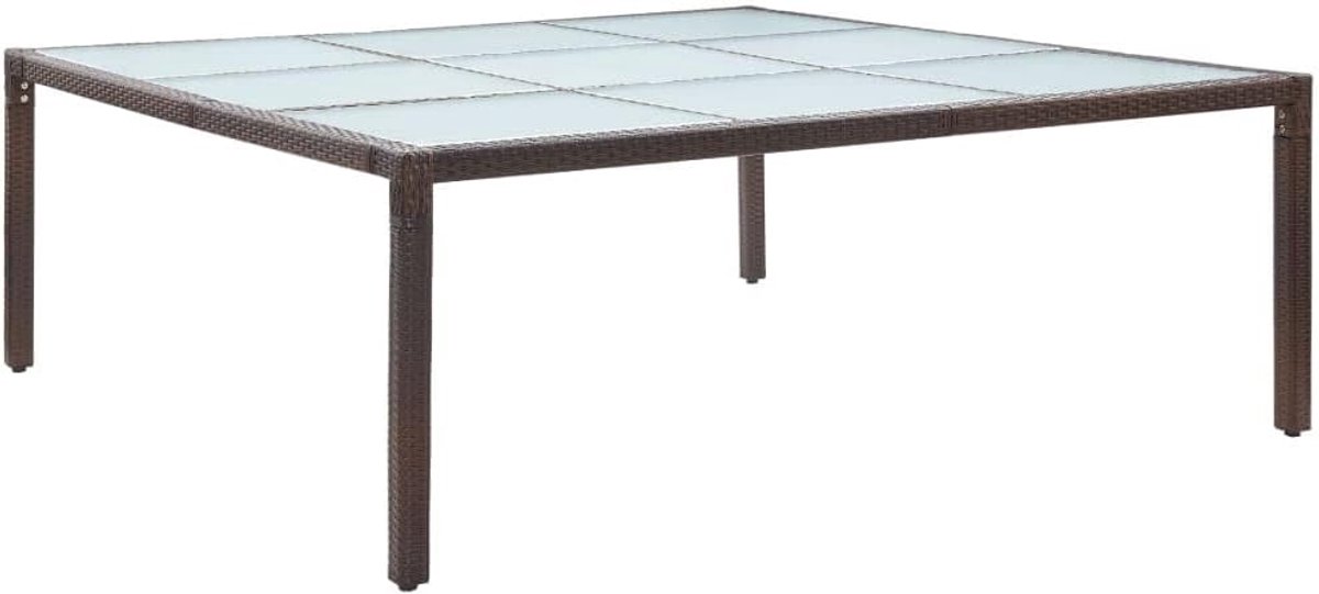 Bruin, 200 x 200 x 74 cm, polyrotan, loungetafel, patiotafel, balkon, eettafel, buitentafel voor tuinen, terrassen, balkons