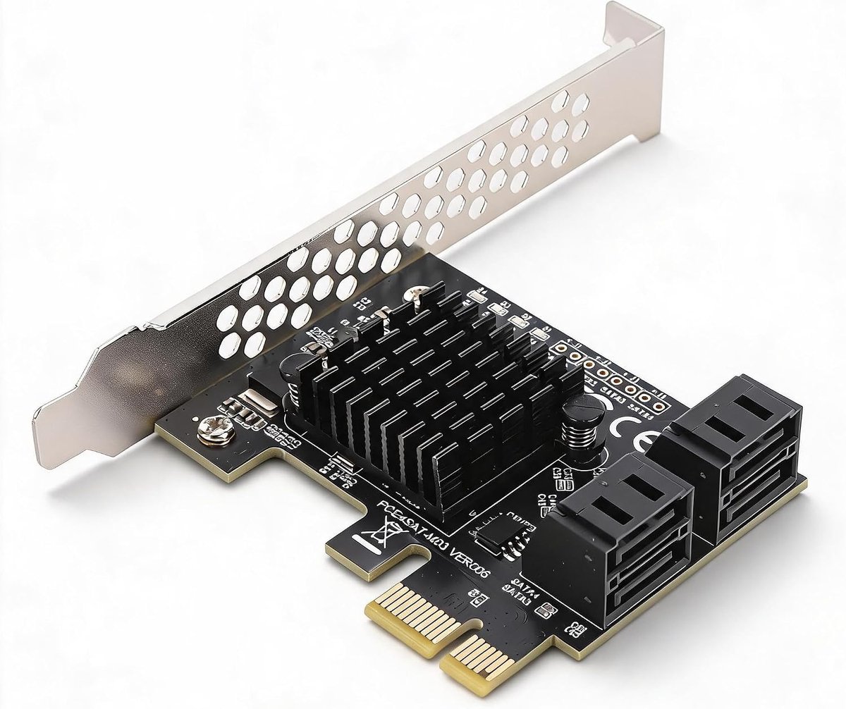 PCI Express uitbreidingskaart 4 poorten - 6Gbps - SATA 3.0 - 88SE9215 chip - voor harde schijf conversie