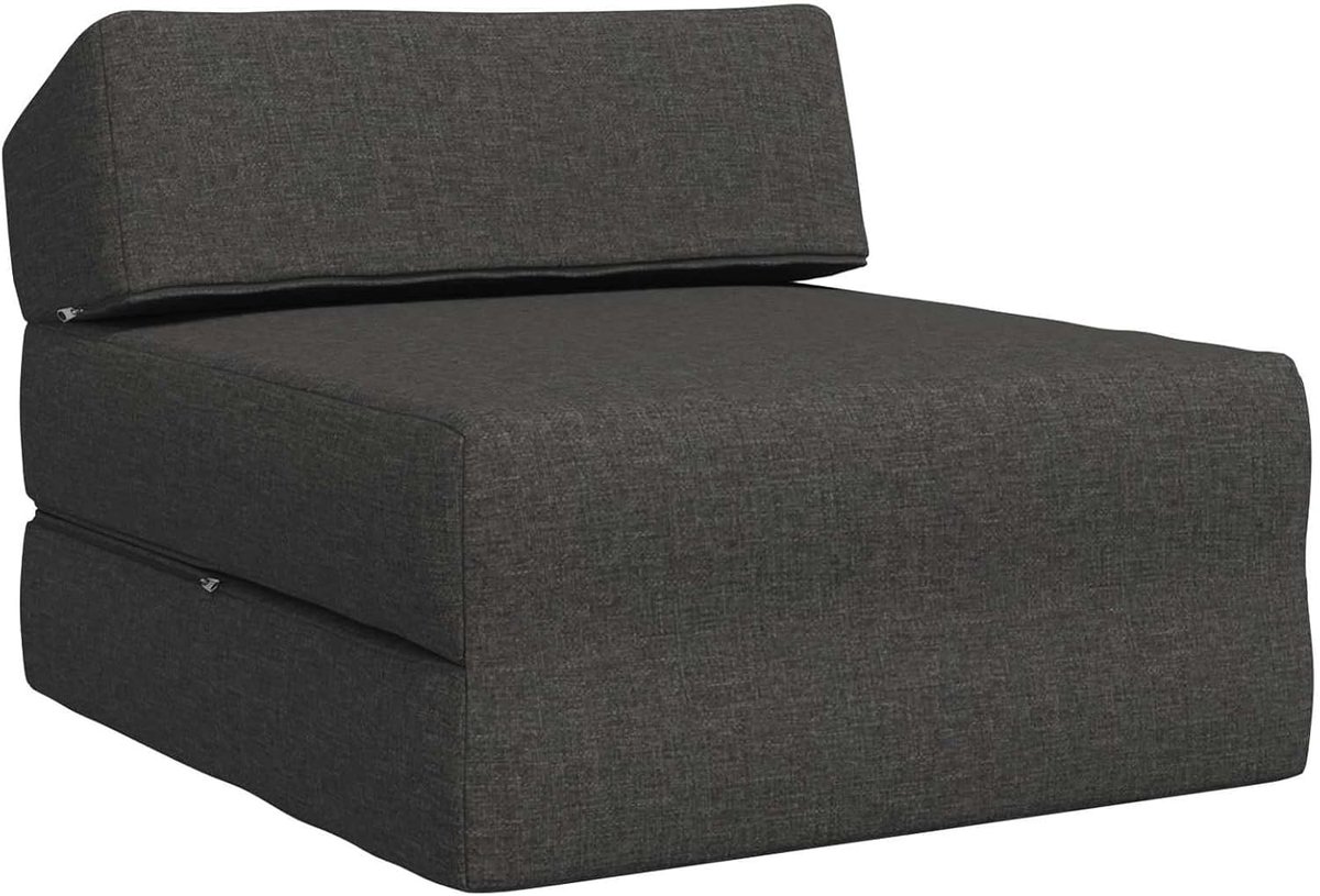 Klapbank, bed, donkergrijs, 60 x 70 x 41 cm, stof, converteerbare lounge-bank als logeerbed, boneless bank, vloerbank voor woonkamer, slaapkamer 900052