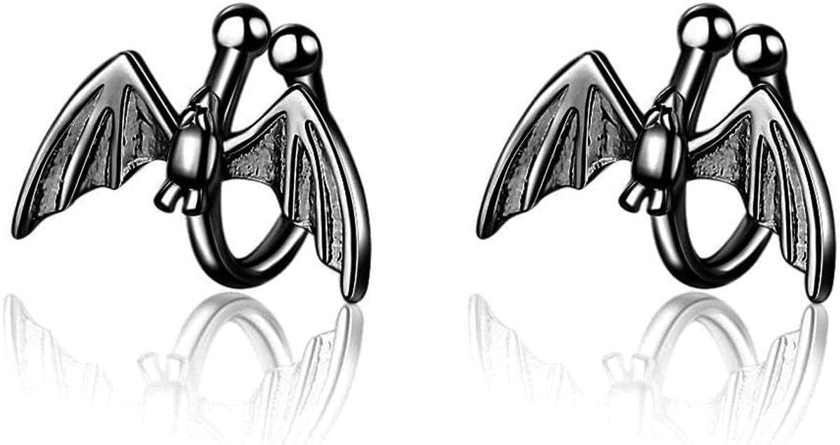 Oorbellen Bat Clip On - Zilver - Uniek - Voor niet-gepiercte oren