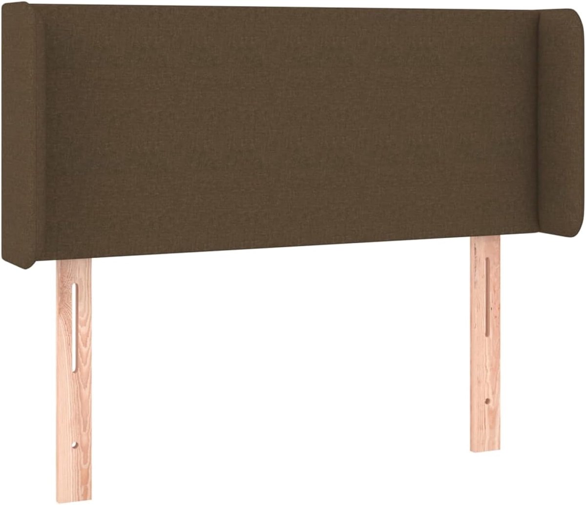 Hoofdbord met oren, donkerbruin, 103 x 16 x 78/88 cm, stof, voor bedden zonder hoofdeinde, ideaal voor slaapkamer en moderne woonkamers, eenvoudige montage, gemakkelijk te reinigen en