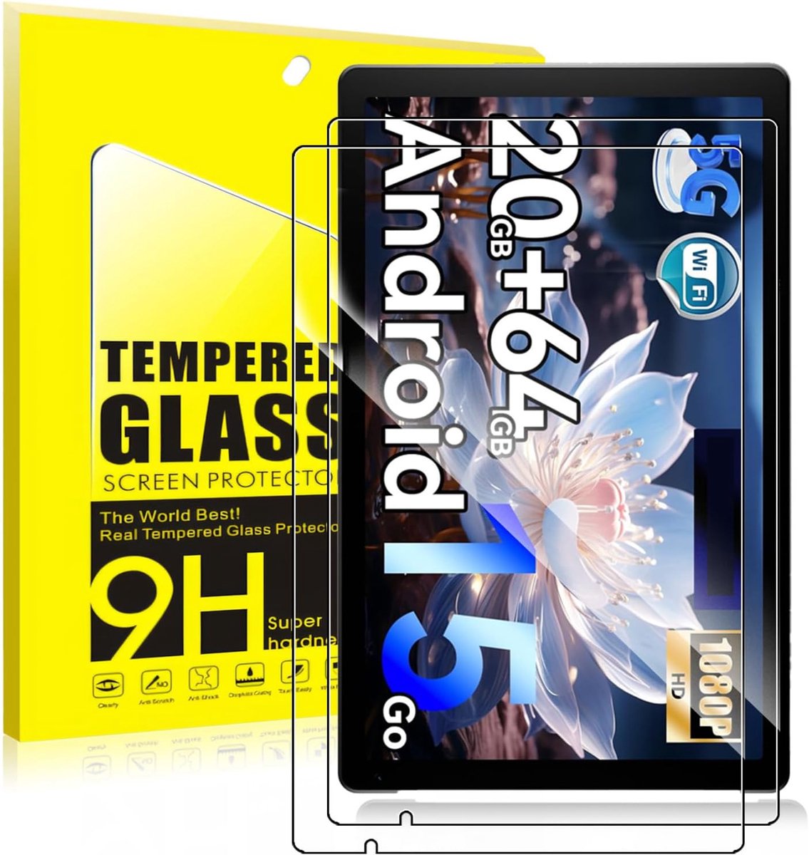 2 stuks displaybeschermfolie van gehard glas voor Laptok KB1001 10 inch tablet, 9H hardheid, krasbestendig, vingerafdrukbestendig