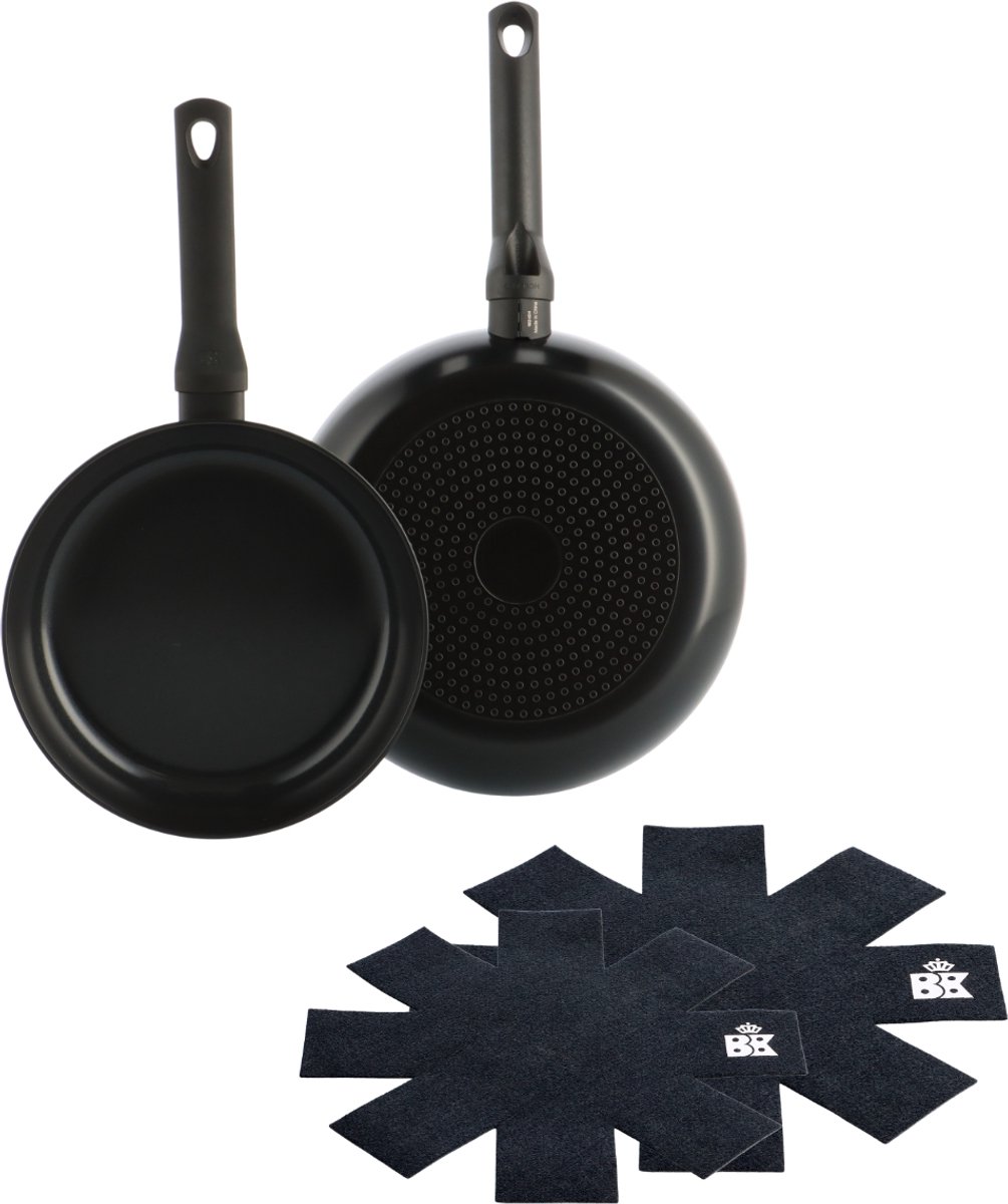 BK Enjoy Koekenpannenset 2 delig - 24/28cm - PFAS-vrije antikleeflaag - Pannenset inductie - Keramische pan - Ovenbestendig tot 160°C - Koudgrepen - Met Pan protectors - Zwart
