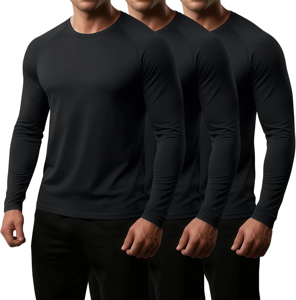 Shirt met lange mouwen voor heren, uv-shirt, 1/2/3 stuks, hardloopshirt, lange mouwen, ademend, functioneel shirt voor heren, UPF 50+, sneldrogend longsleeve sport