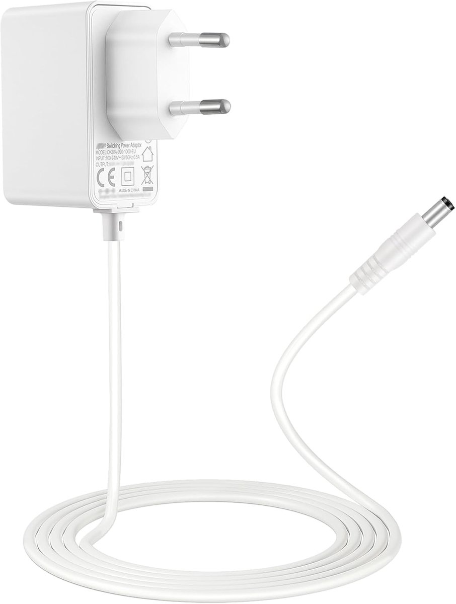 9V 1A voedingssnoer compatibel met TP-Link Tapo C200, C210, C100, C310 Outdoor, C320WS, TC60, TC70, oplader, wit