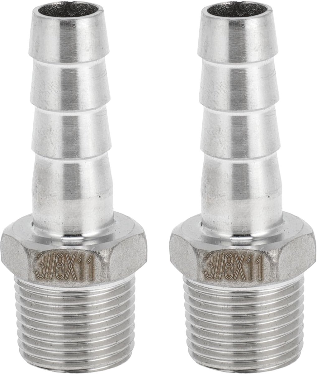 stalen weerhaak fittingen, 7/16 "Barb 3/8 BSPT mannelijke slang weerhaak buis connector voor lucht water olie gas brandstof, 2 stuks