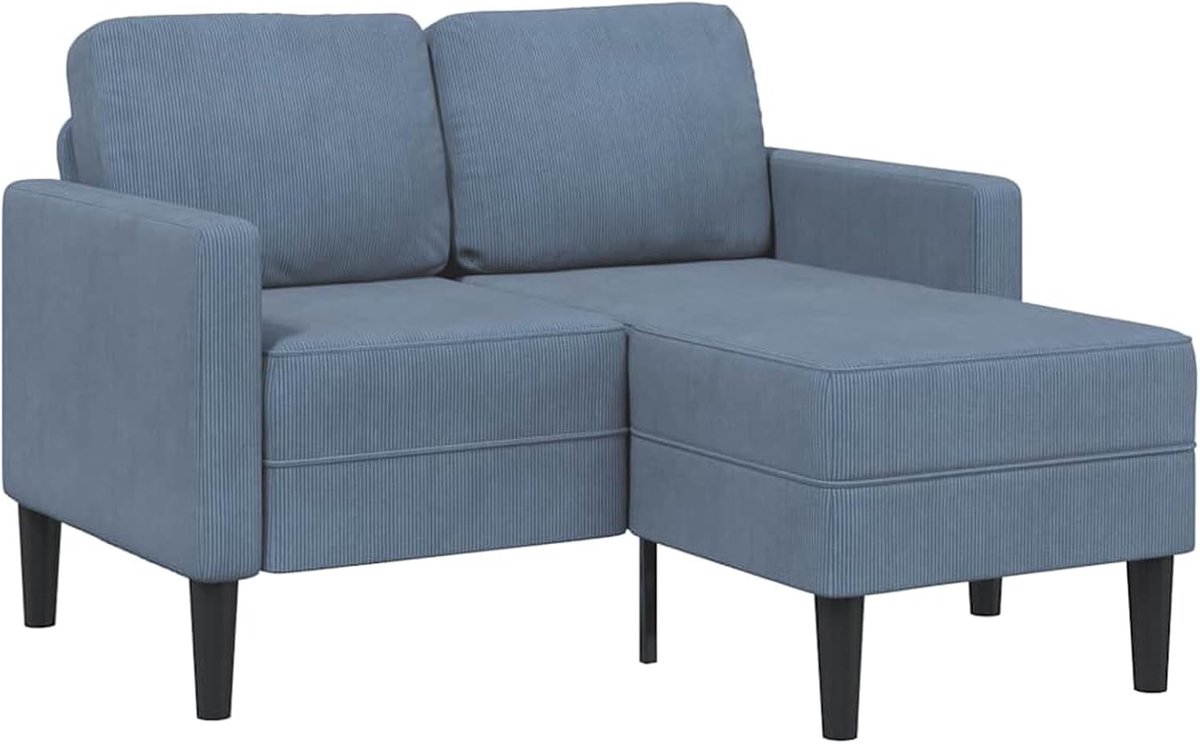 2-zitsbank met chaise longue, L-vorm, blauw, 125 cm, linnen, woonkamer, gestoffeerde bank voor kleine ruimtes, kantoor, logeerkamer, slaapkamer, 4107079