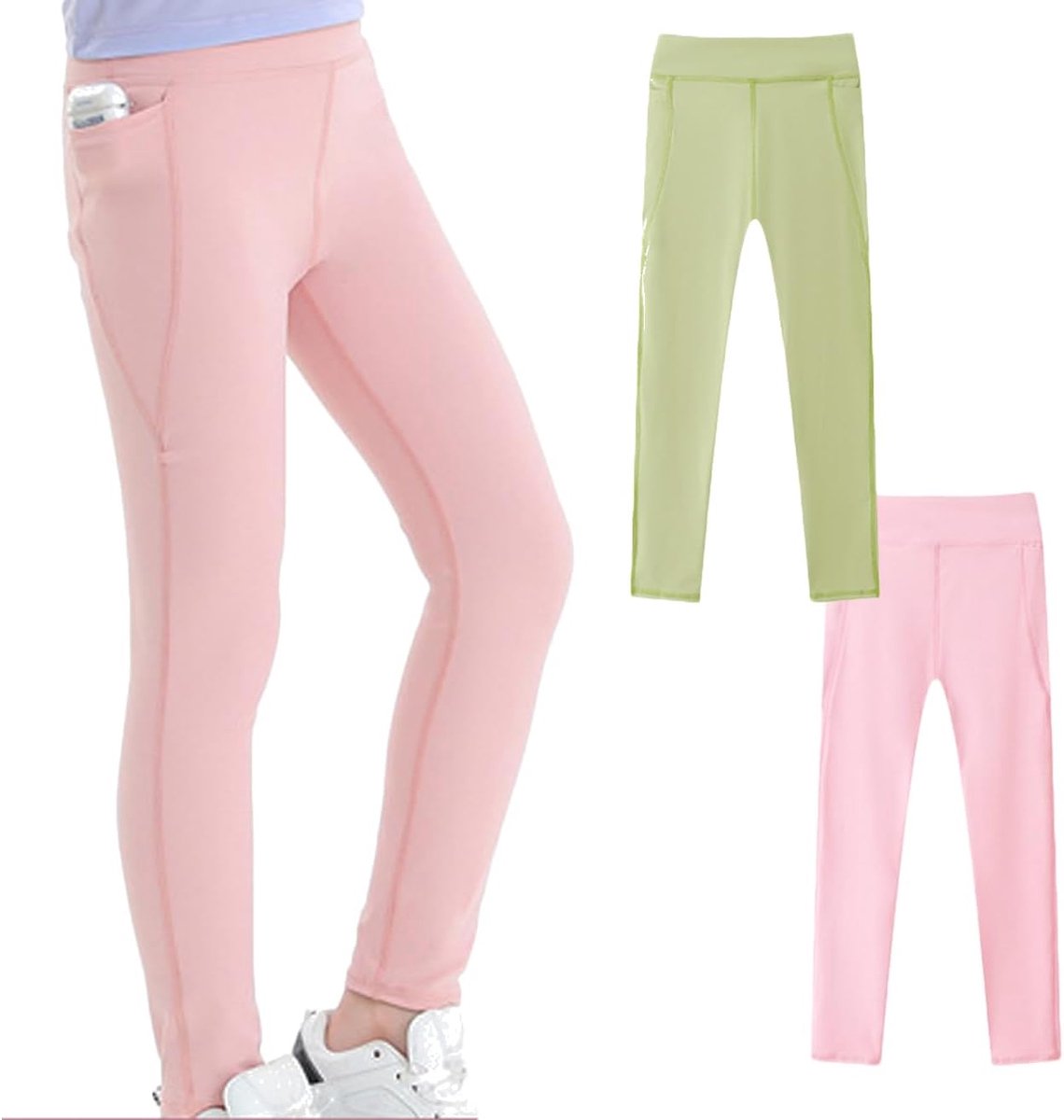 Leggings volledige lengte effen verpakking 2 (3-12 jaar)