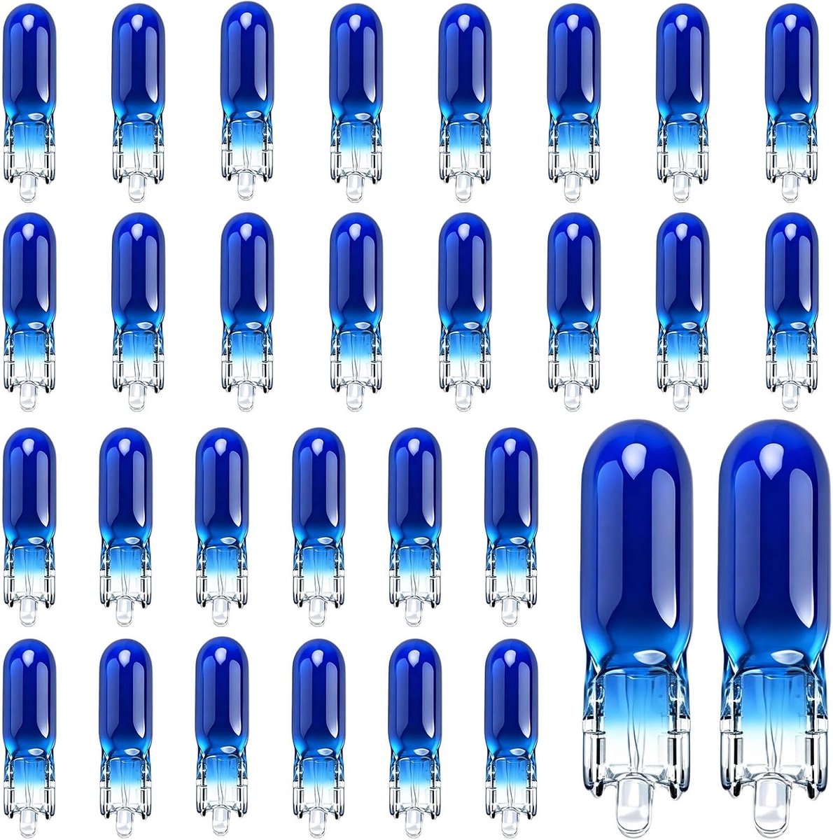 30 stuks halogeenlampen, T5, 12 V, 1,2 W, dashboardverlichting, blauw