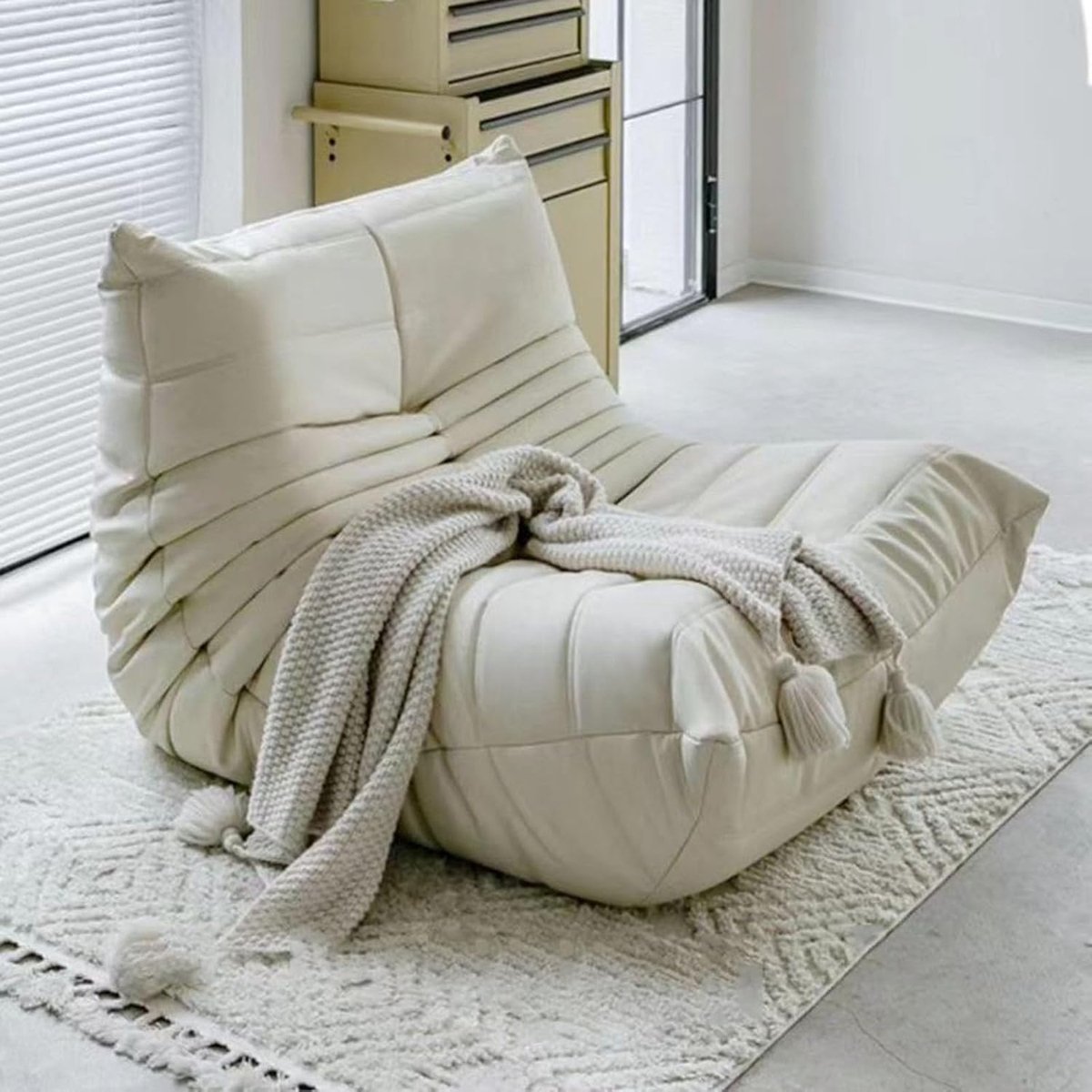 Togo Sofa Loungestoel,Zachte Leren Vloerbank met Ergonomisch Design,Luxe Relaxstoel Zonder Montage voor Salon A