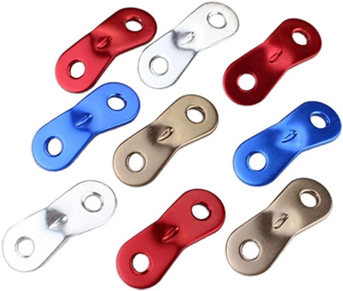 20 stuks tentspanners van aluminiumlegering, tentlijnspanner, 2 gaten, lichtgewicht, touwspanner, tentaccessoires, koordaanpassing voor tent, outdooractiviteiten, wandelen, kamperen,