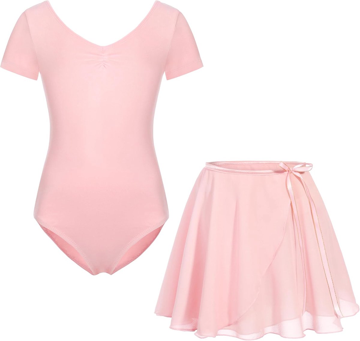 Balletjurk voor Meisje Katoen Gymnastiek Dans Turnpakje Korte Mouw Ballet Tutu Meisje