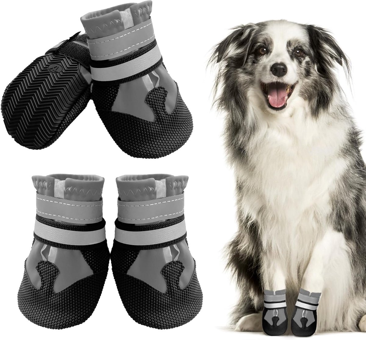 Schoenen voor gewonde poten, waterdichte hondenschoenen met reflecterende bandjes en antislipzool, pootbeschermers voor kleine, middelgrote en grote honden