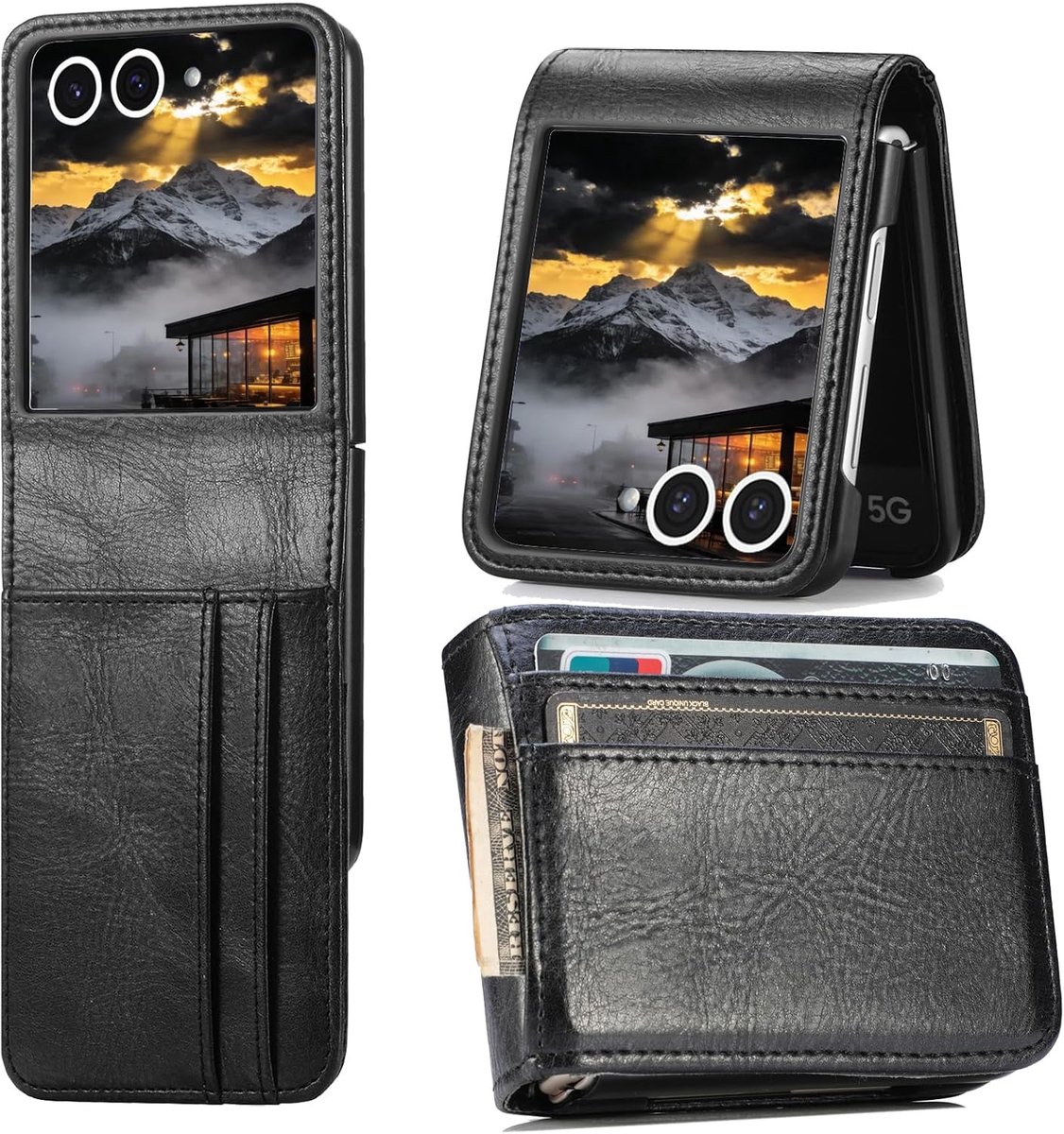 Flip Portemonnee hoesje voor Samsung Galaxy Z Flip 8 QB Zwart