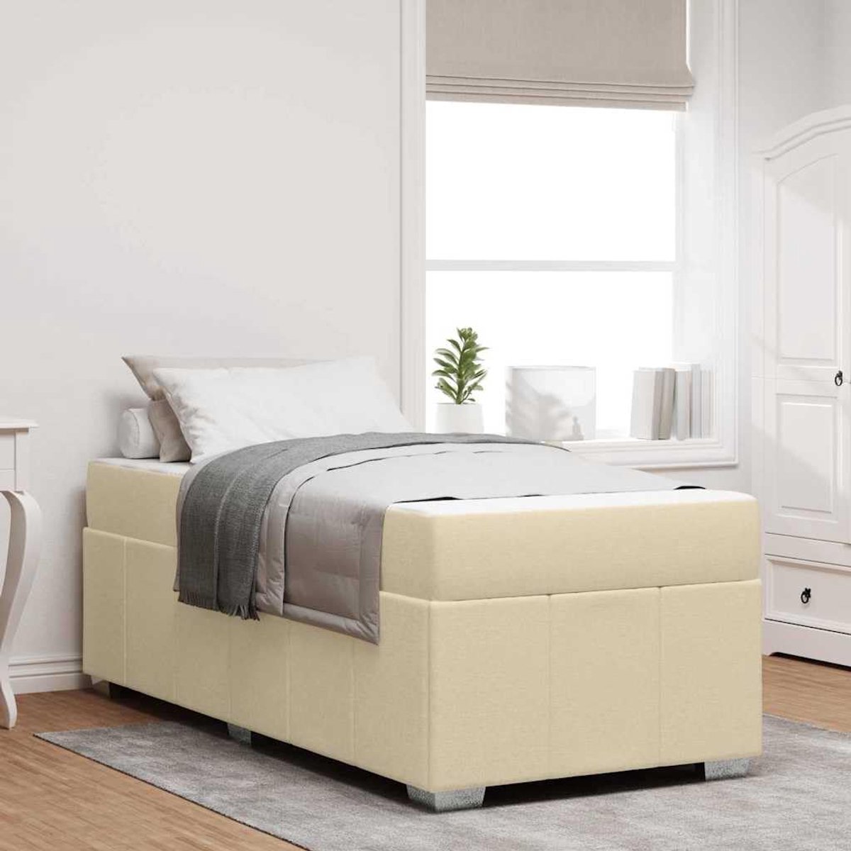 Boxspringbed met matrassen zwart wit modern model Crème 100x200 cm
