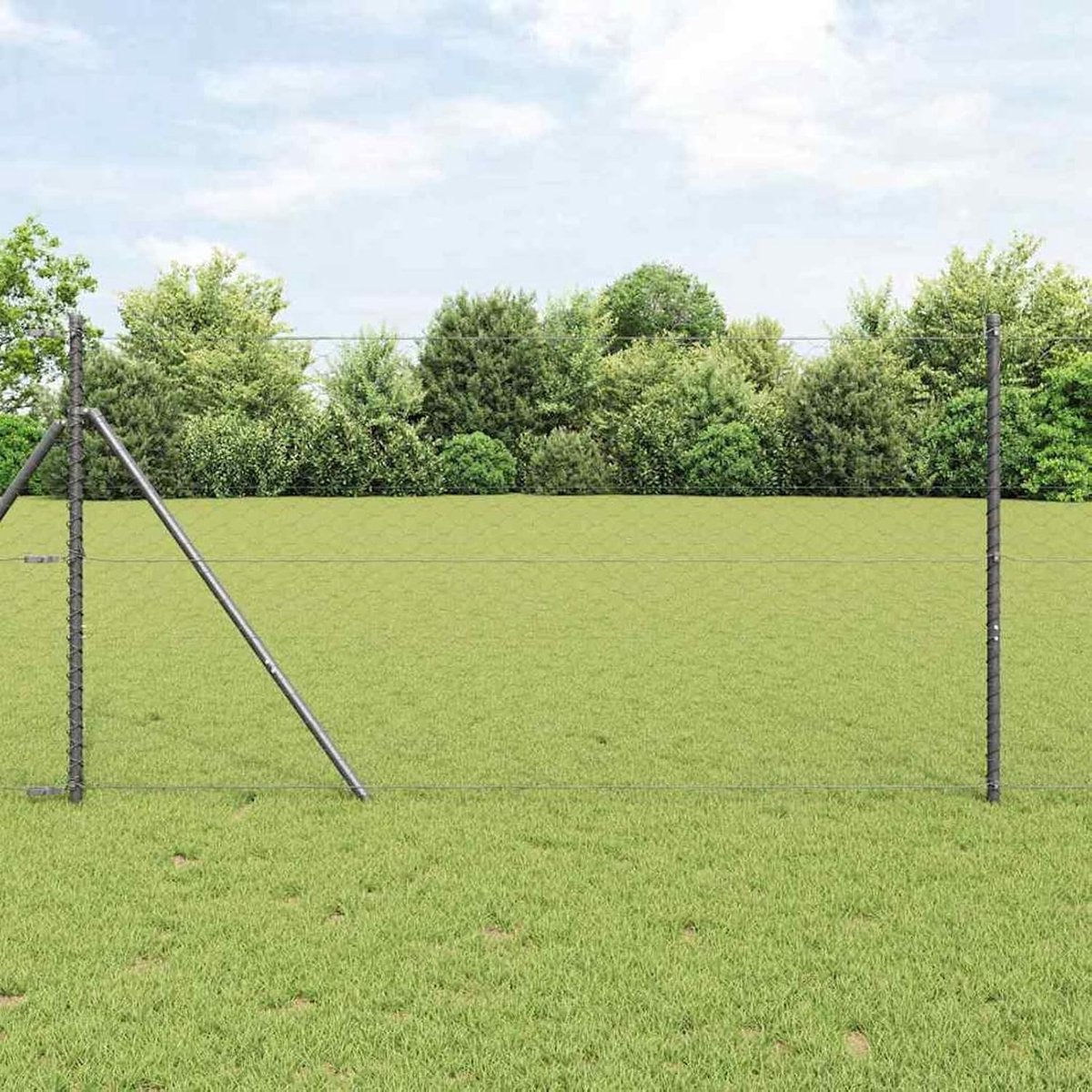 Palen 13 stuks grijs Ø 32 mm 190 cm verzinkt staal, hekstangen metalen palen voor draadhekken, tuinhek, weidehek buiten, 3352824