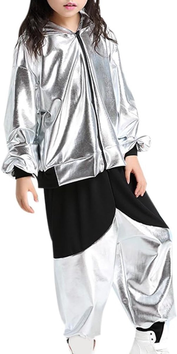 2 Stuks Hip Hop Kleding Kostuum Kinderen Straat Dans Outfit Jongens Pailletten Dans Ballroom Modern Jazz Kleding Top Broek Danskleding Kostuum Sets (Maten Kleiner)