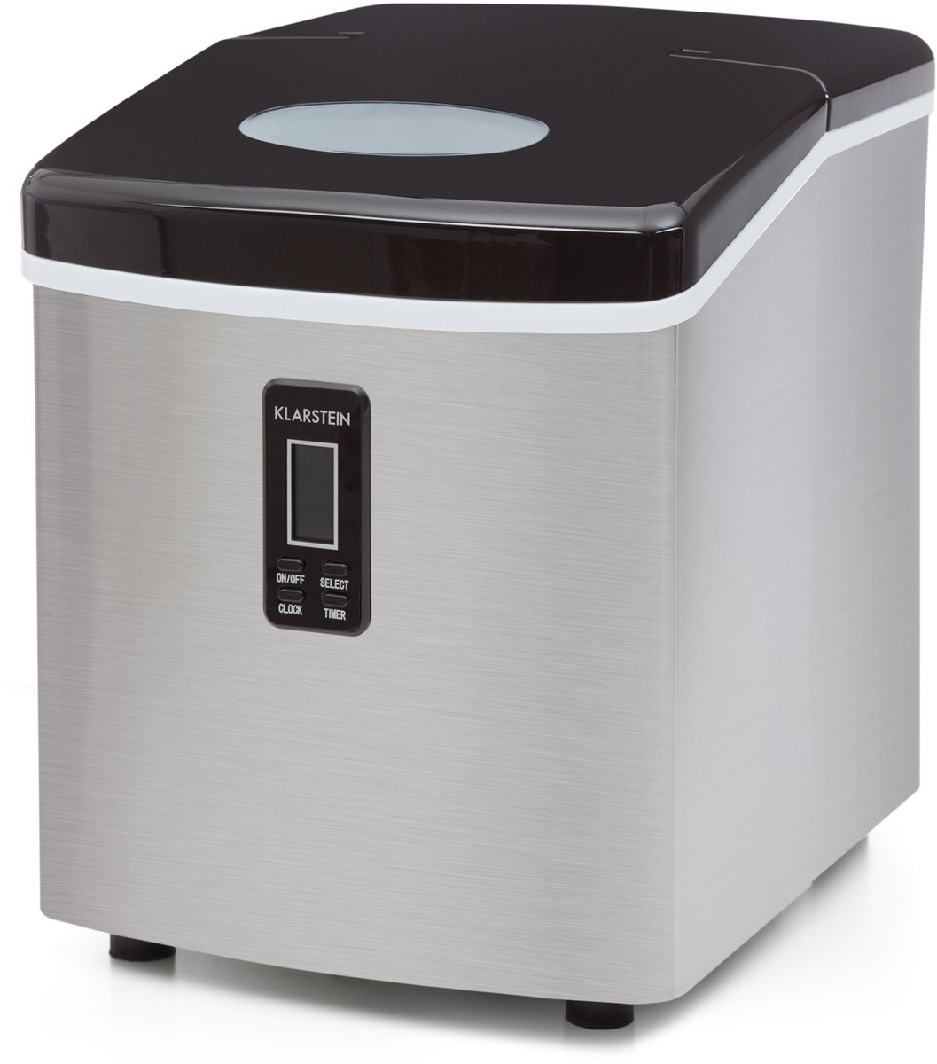 Klarstein IJsblokjesmachine Mr. Frost Voor het maken van ijsblokjes - 12kg per dag - Met LCD scherm en timer,3 liter inhoud - 100W - Staal - voor Bar - LED Snel - RVS - voor Keuken - Kunststof - Ice Maker - Ice Cube Maker - IJsmaker