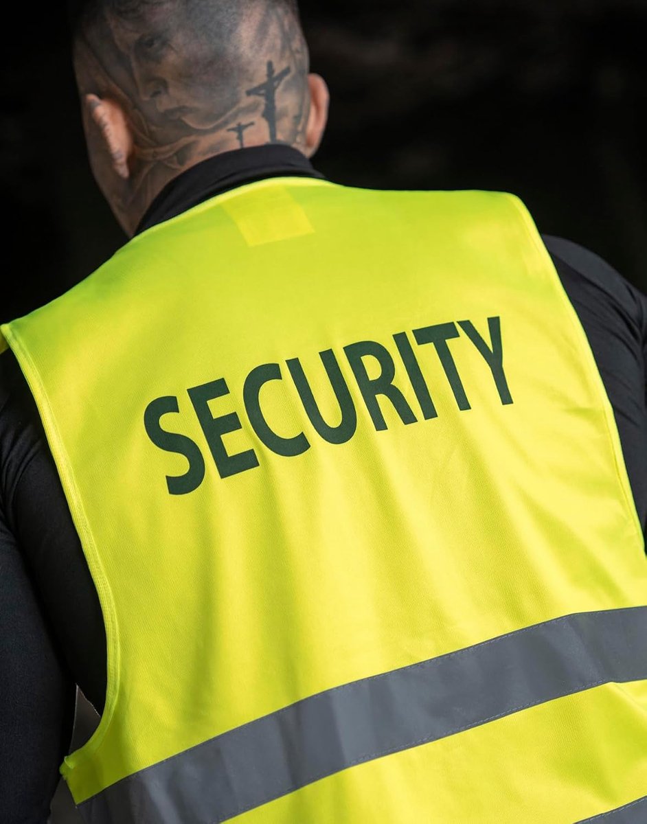 Veiligheidsvest met opdruk Security of Visitor met reflecterende strepen, wasbaar