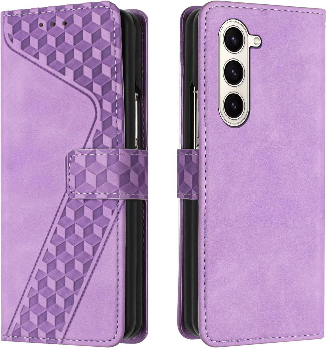 Hoesje voor Samsung Galaxy Z Fold 6, Lederen Portemonnee Telefoonhoesjes met Standaard Magnetic Shockproof Flip Leather Wallet Book Case(Paars)