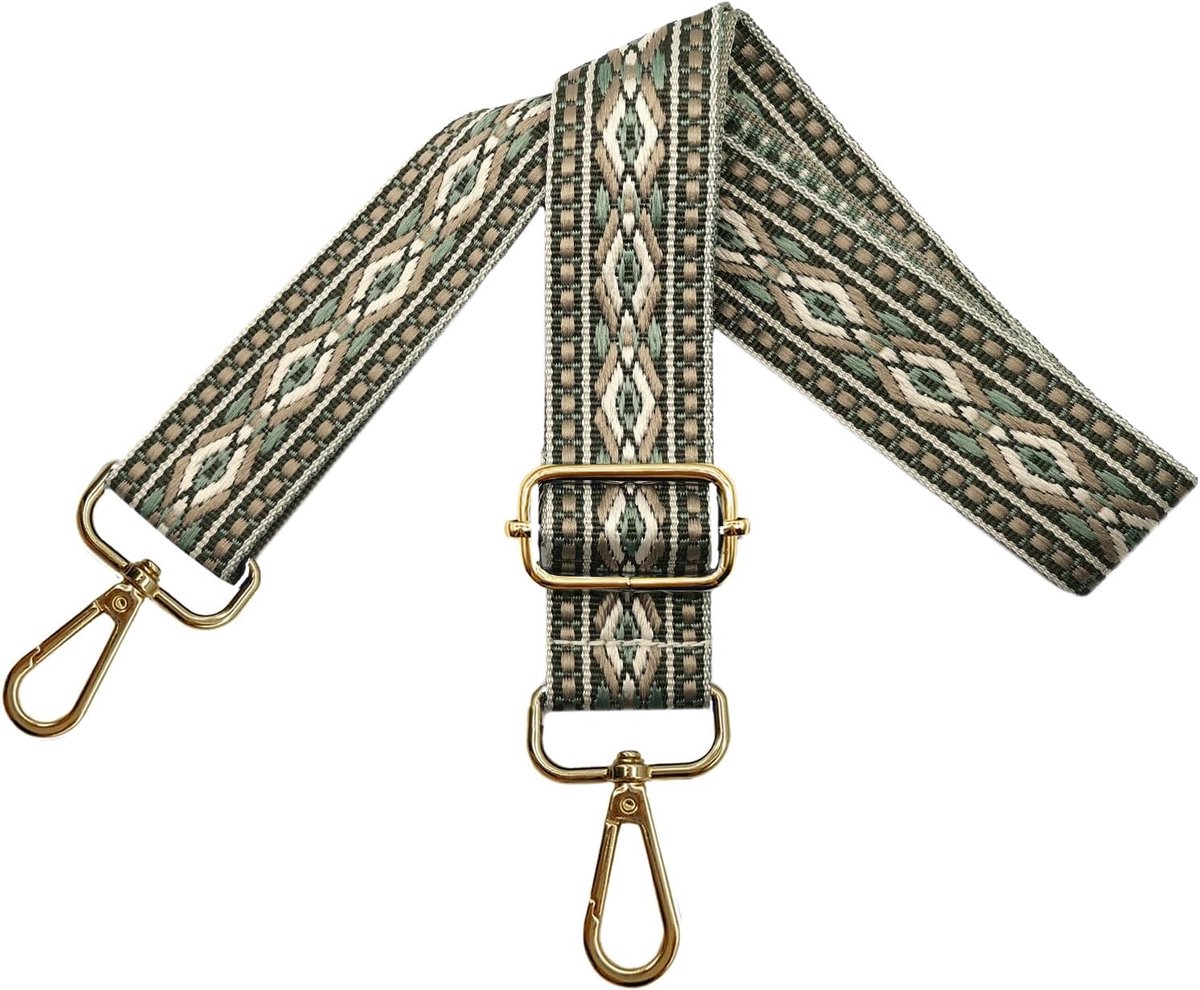 schouderriem voor tassen, draagriem voor dames, tasriem om te wisselen, tasriem breed 3,8 cm met zilveren karabijnhaak, schouderriem voor schoudertas, handtassen, kleurrijk, N