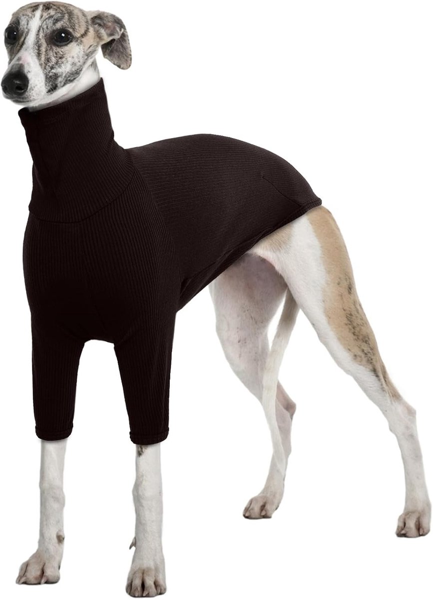 windhond trui, Salukis jas zachte trui hond coltrui shirt windhond jas met benen warm vest (bruin, 2XL)