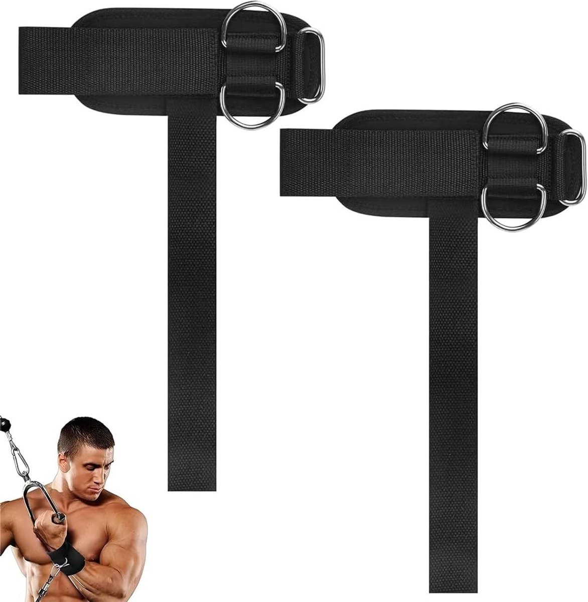 2 x fitnessriemen/gewichthefriemen met D-ringen, voor fitnesstraining en hometraining