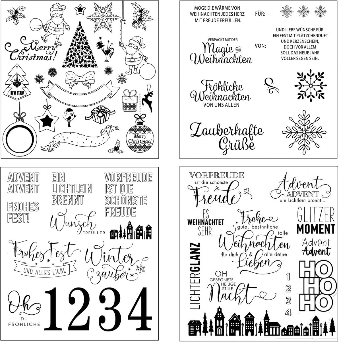 Doorzichtige stempel Kerstmis, siliconen stempel, Kerstmis Duits, Vrolijk Kerststempel, siliconen stempel, winter transparante stempelset voor doe-het-zelf bullet journal scrapbooking