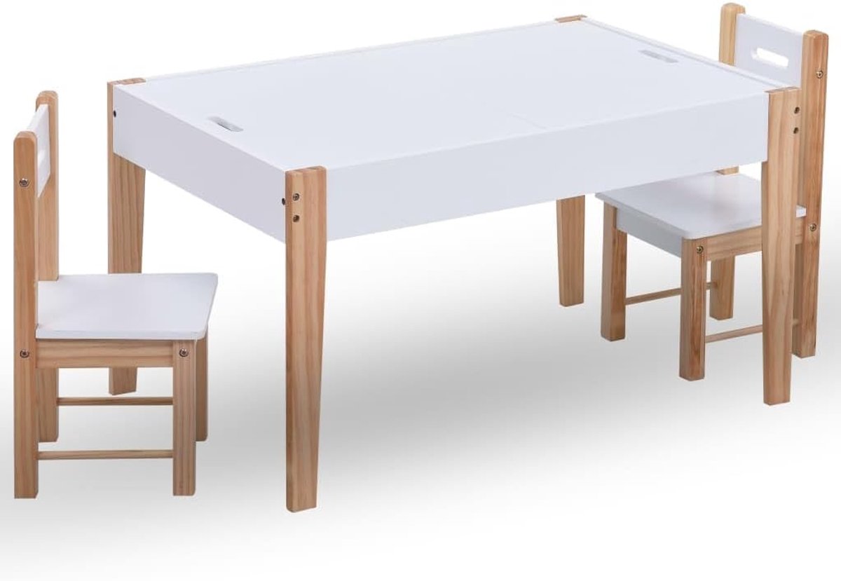 Tafel- en stoelenset krijtbord zwart en wit