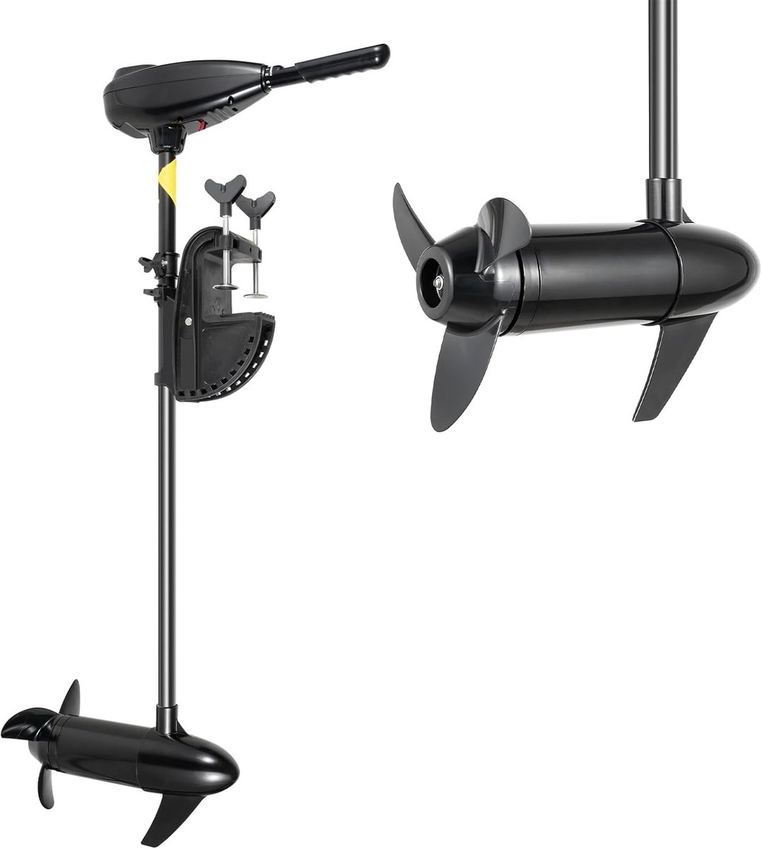 Buitenboordmotor, elektromotor, bootmotor, rubberboot, buitenboordmotor, 36 kg, duwkracht vooruit, 5 versnellingen, achteruit, 3 versnellingen, 12 V, 800 W