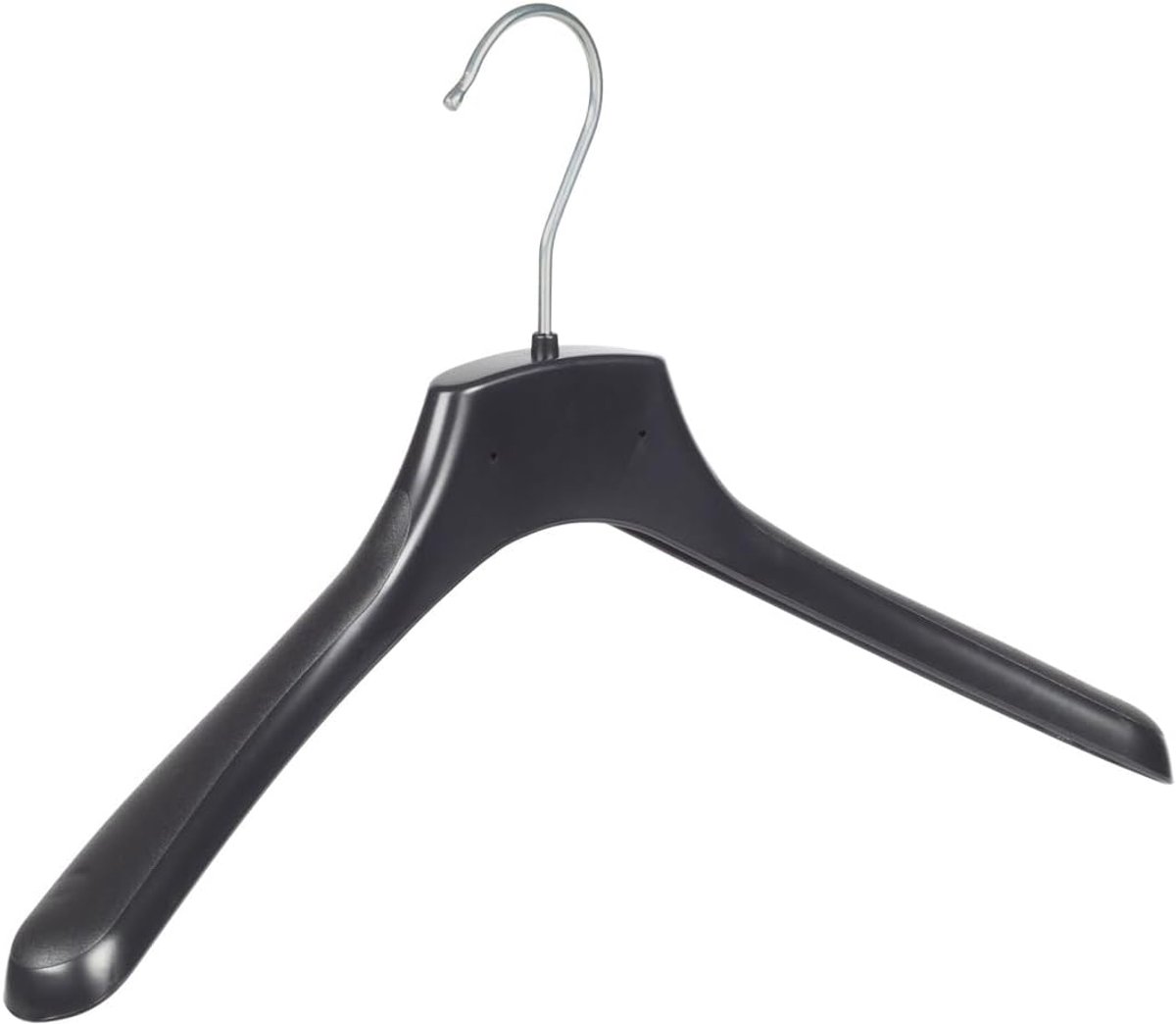 Kleerhanger, Mantelhanger, Kostuumhanger, Jassenhanger, set van 50 Stuks, Kunststof, Zwart, Brede schouders, 360° Draaibare Haak, 38 cm (FR38_00/50)