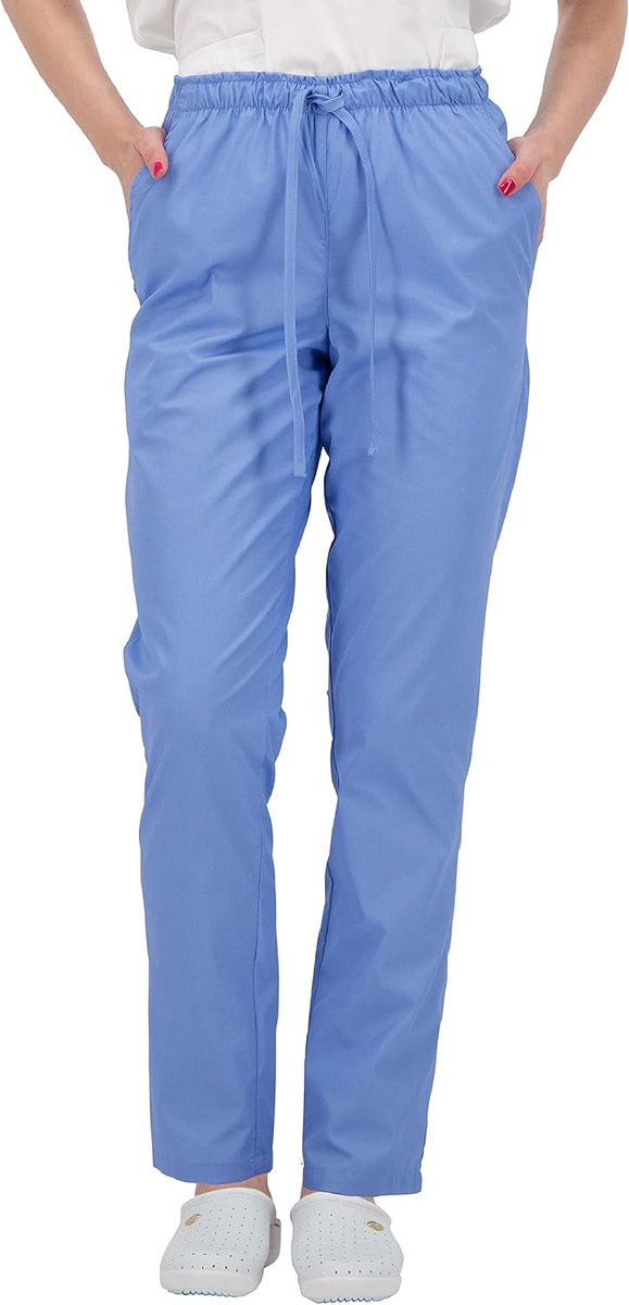 ALESSI Medische slipbroek, werkbroek, meerdere zakken, uniseks, met elastische tailleband en achterzakken, ziekenhuis, uniformbroek met gemiddelde taille en elastische tailleband