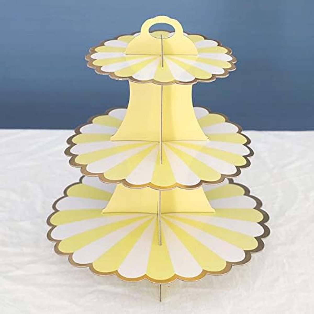 3-traps dessertstandaard, opvouwbare kartonnen muffinstandaard, ronde cupcake-standaard voor desserttafel, bruiloft, verjaardag, feestaccessoires