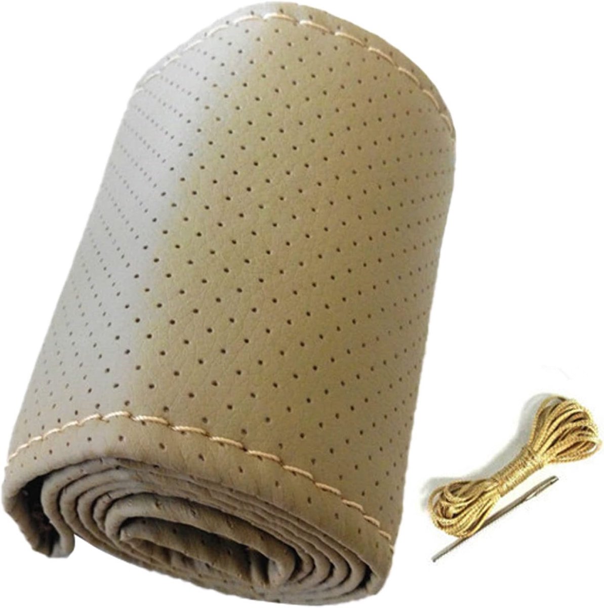 Stuurwielhoes M Maat 38 CM Universeel Pasvorm Handgenaaid Microfiber Leer Autostoerhoes Autobekleding