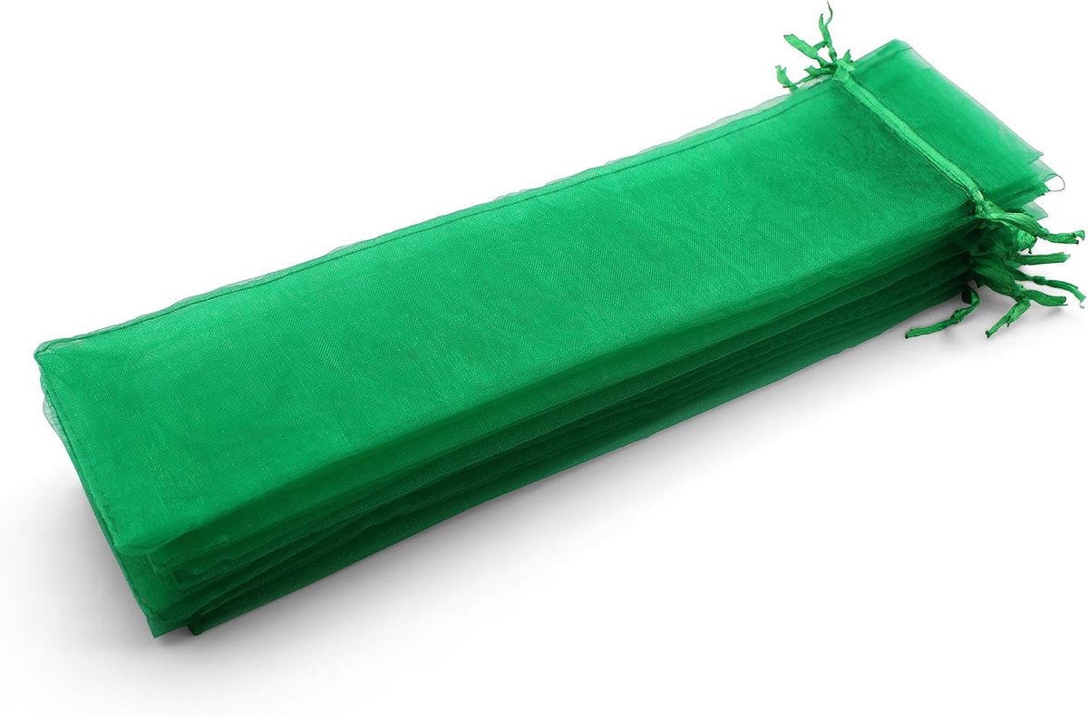 50 groene organza zakjes - afmetingen 26 cm x 6 cm - ideaal voor lange voorwerpen (waaiers, pennen) (groen)