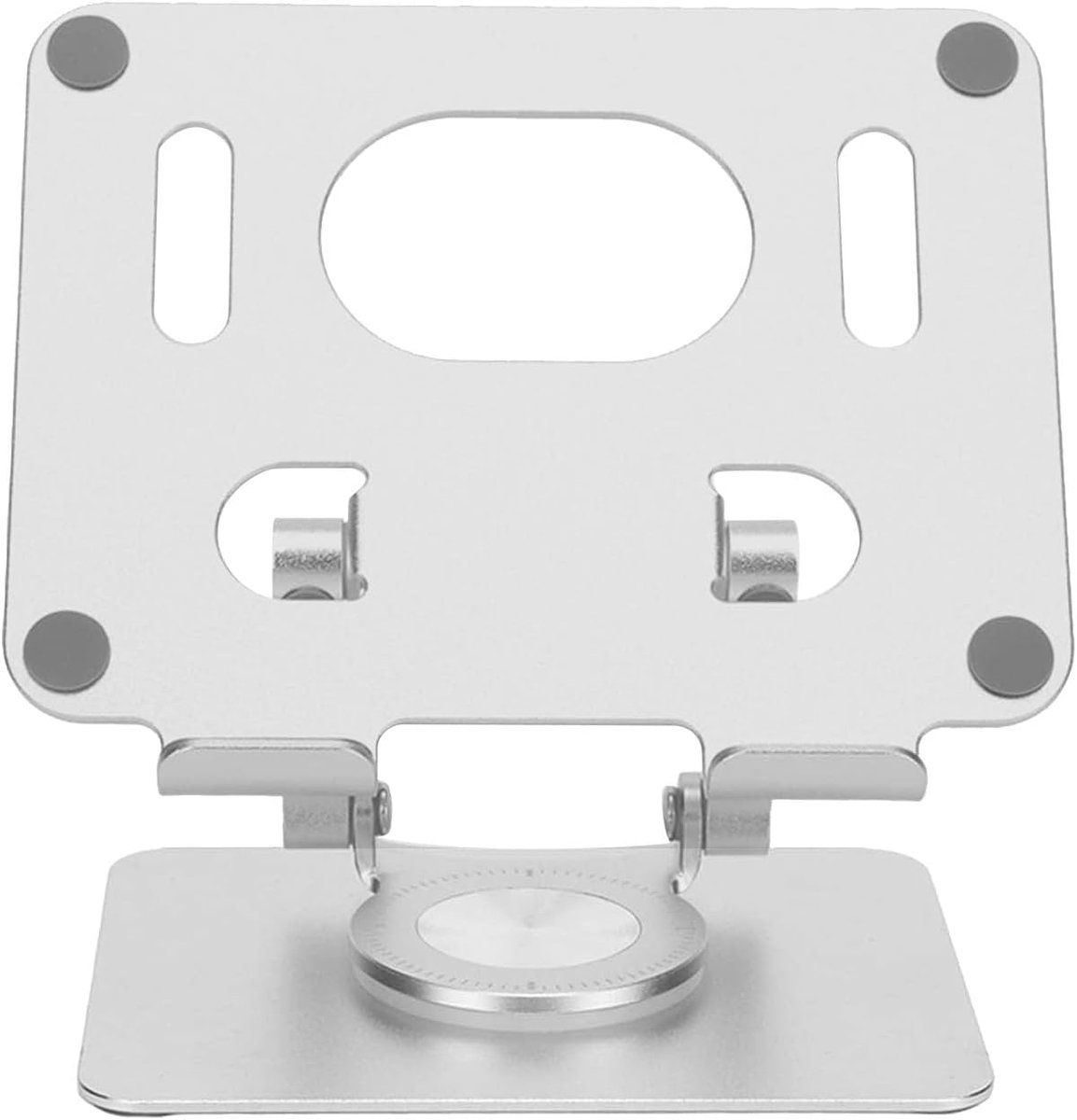 360 Graden Vrij Hoek Zilvergrijs Aluminiumlegering Opvouwbare Roterende Desktop Tablet-telefoonhouder voor Kantoor, Keuken, School, Tijdschrift, Tablet, Telefoon