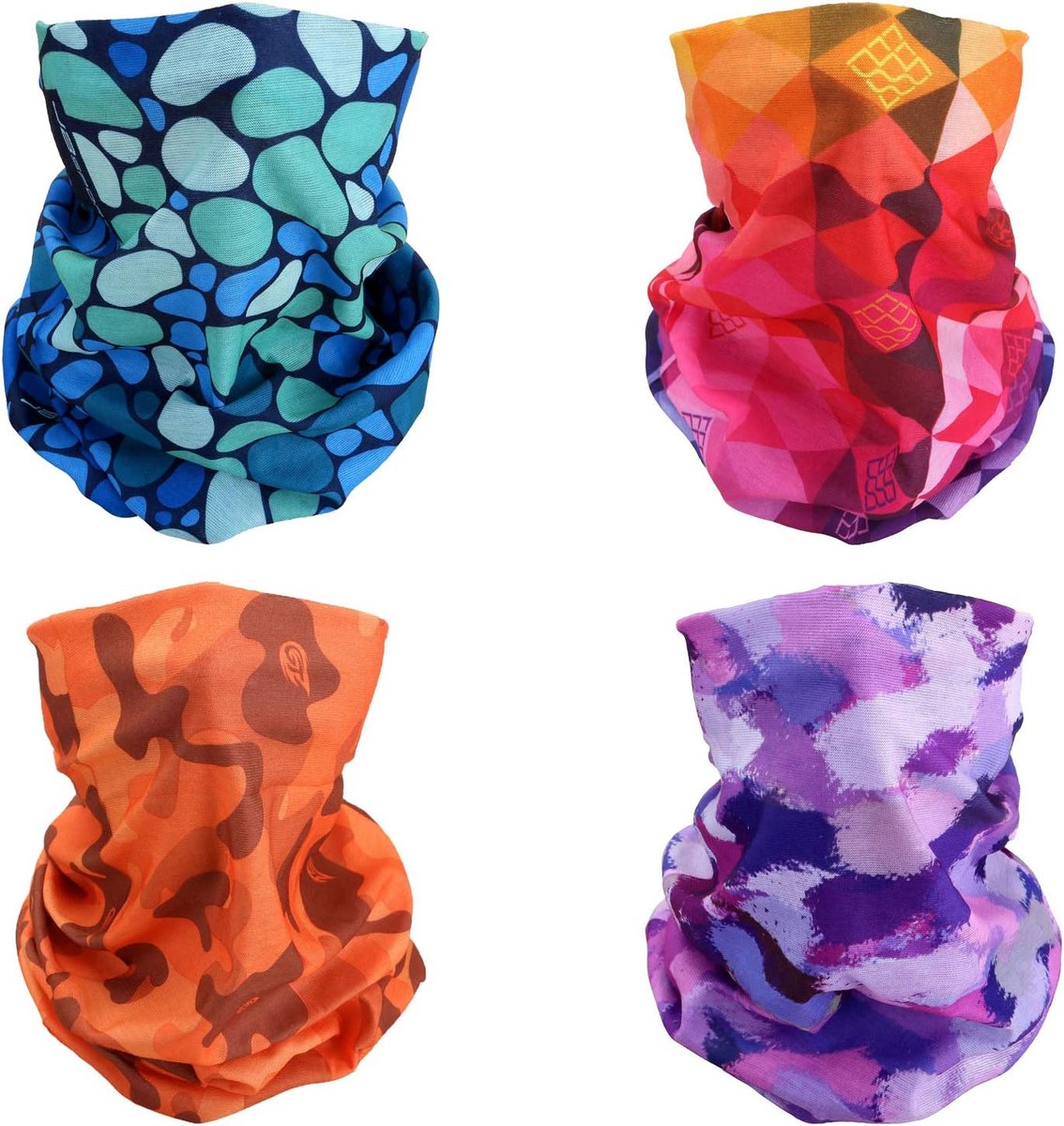 4 Hoofdband Bandana Bivakmuts Halfgelaatsmasker Schild Hoofdhaar Sjaal Nekbeenkap Hoed Multifunctioneel Voor Dames Heren Ademend Herbruikbaar Wasbaar Camo Regendruppel Blauw Regenboog Geel
