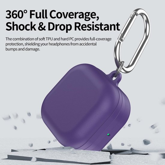 [4 in 1] Hoesje compatibel met Samsung Galaxy Buds4 / Buds4 Pro met sleutelkoord, sleutelhanger en reinigingsset, zachte TPU kunstlederen textuur volledige druppel beschermhoes voor vrouwen mannen — afbeelding 2