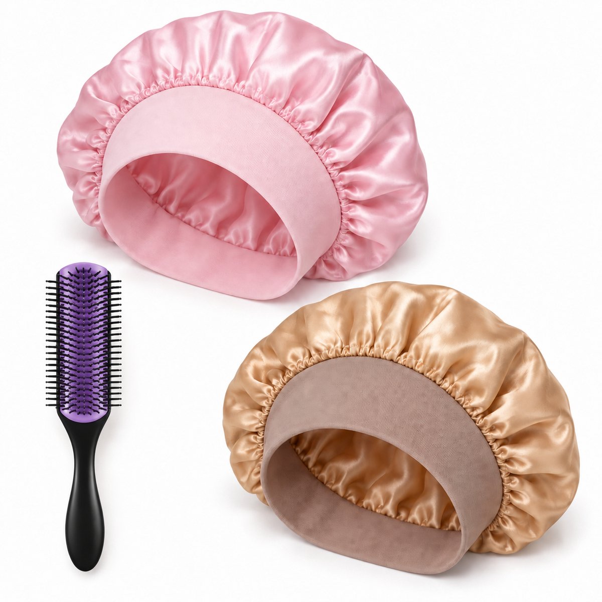 Professor Q Haarverzorgingsset - Bonnet Roze - Bonnet Goud - Purple Black Borstel