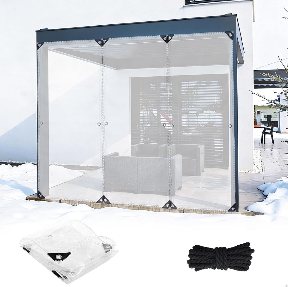 waterdicht, transparant zeil met ogen, 0,8 x 2 m, doorzichtig tarp, kas, meubels, stofdichte, waterdichte tuinzeil, geweven zeil, weerbestendig, doorzichtig tarp, folie - leyomgamz
