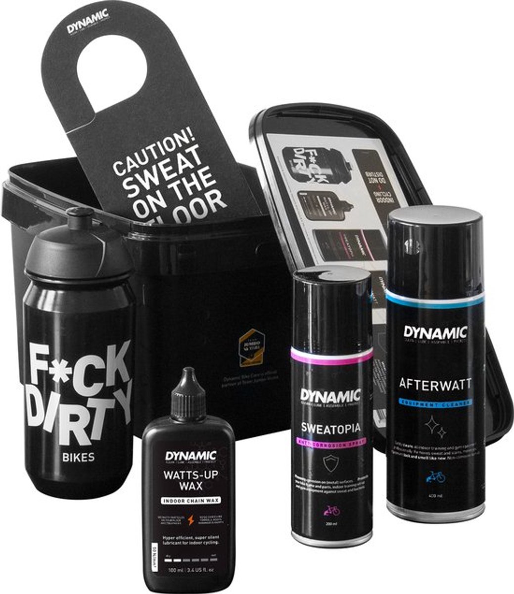 tacx skyliner voorwielverhoger + Dynamic Pain Cave Pack - Indoor fietsonderhoudsset