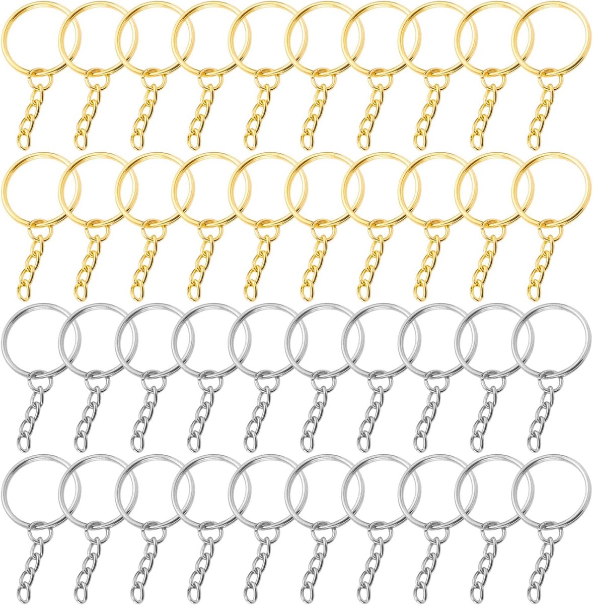 Ketting om op te hangen, 40 stuks sleutelhangers, doe-het-zelf sieradenaccessoires, sleutelhanger van metaal, ketting om op te hangen, sleutelhanger voor handwerk, open sleutelhanger