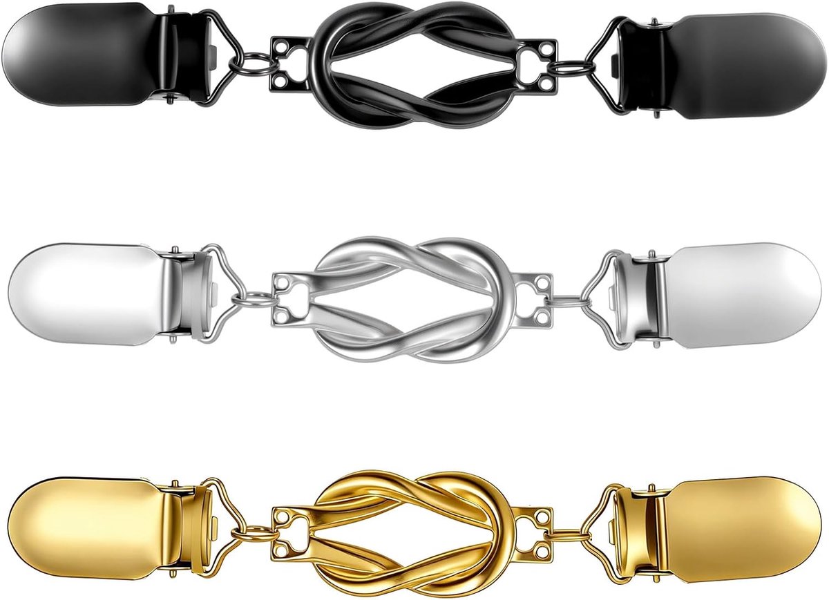 3 stuks cardigan clips, vintage pullover cinch clip broche retro vest kraag clip elastische clips voor kleding decoratieve kledingklemmen voor overhemden doeken sjaal jas